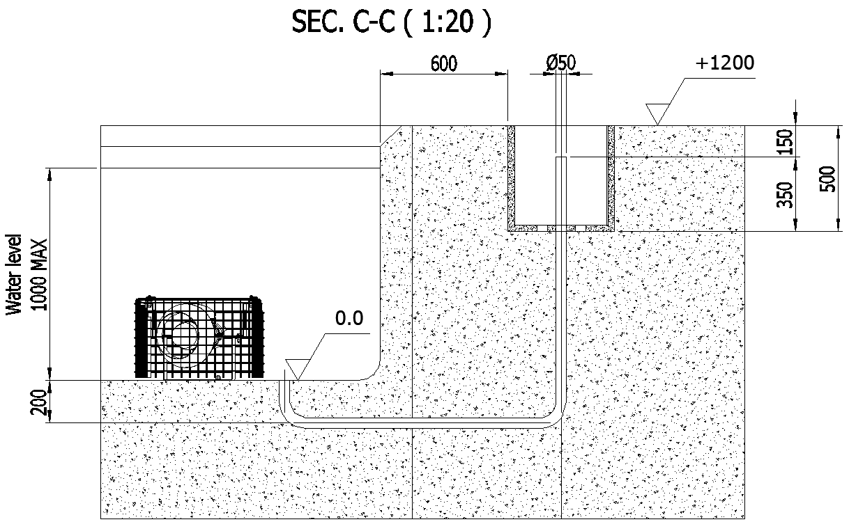 Concrete Base Foundation Detail with pipe detail DWG AutoCAD file