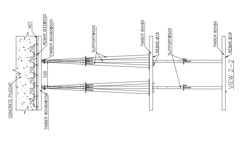 Concrete pile cap detail drawing is given in this Autocad drawing file. Download the Autocad model.