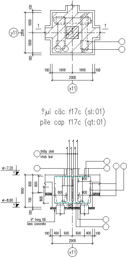 Concrete pile cap drawings.
