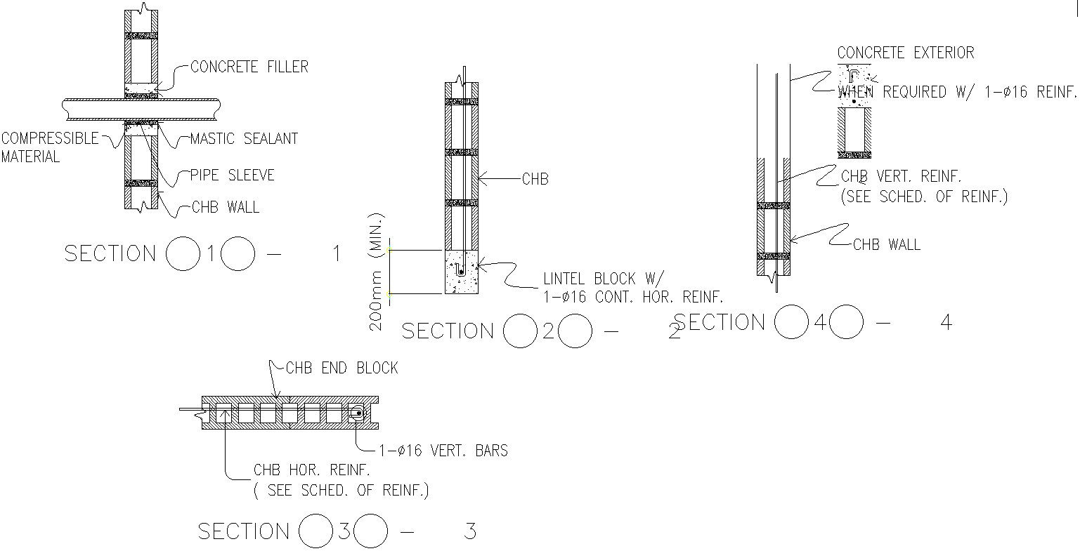 Concrete Wall Section Details AutoCAD DWG File for Construction Design