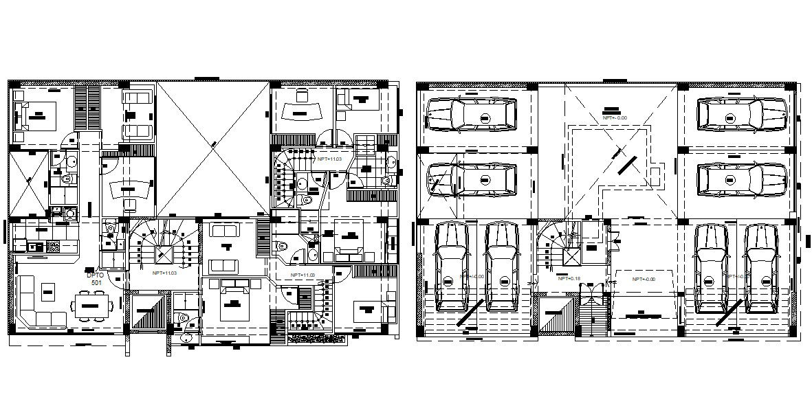 Condominium 2d Furniture Layout Design AutoCAD File
