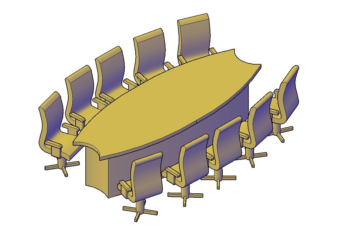 Conference Table 3d model AutoCAD furniture blocks Free Download