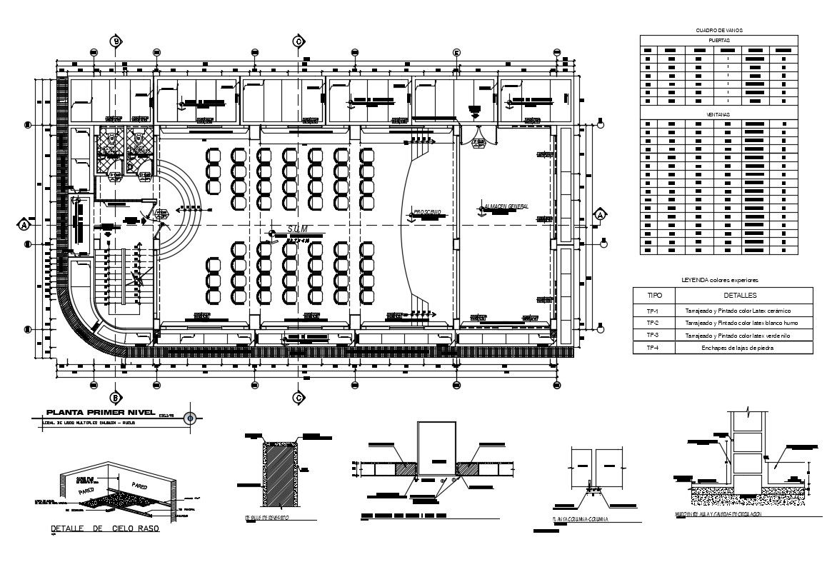 Conference hall of office architecture layout plan details dwg file