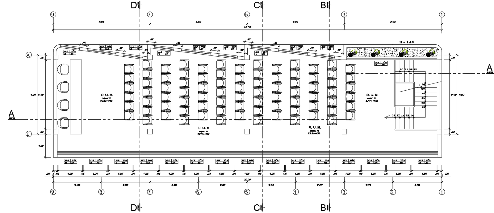 Conference hall cad drawing is given in this cad file. Download this cad file now.