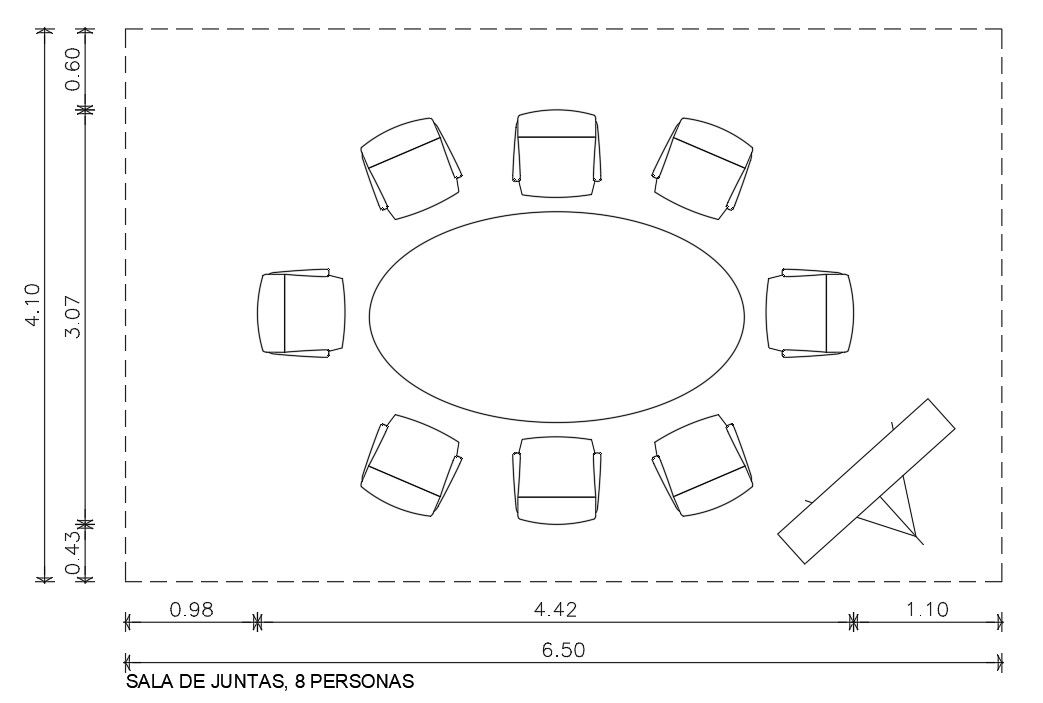 2D Conference Table Layout DWG for Office Furniture Planning