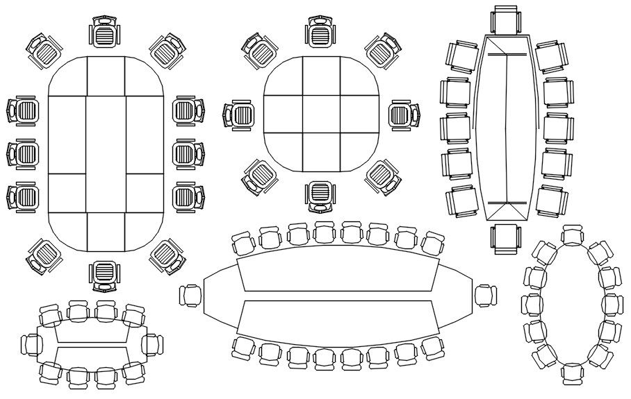 Conference table design in detail AutoCAD drawing, dwg file, CAD file