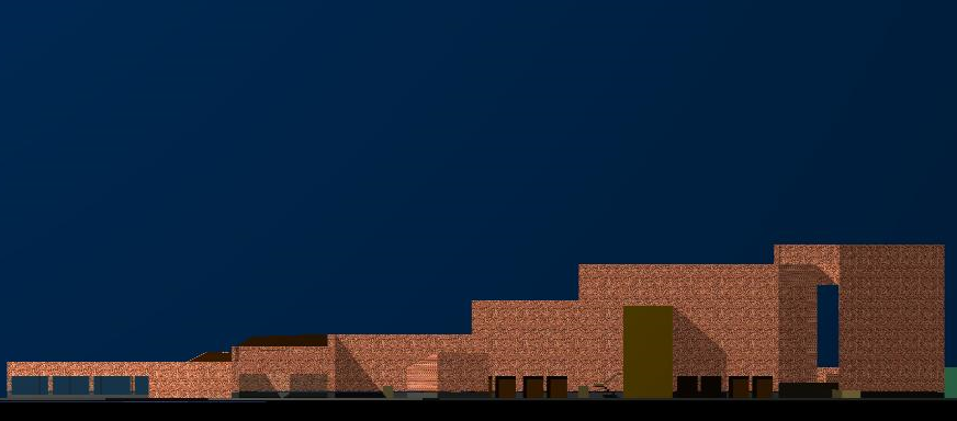 Congress center office building side elevation details dwg file