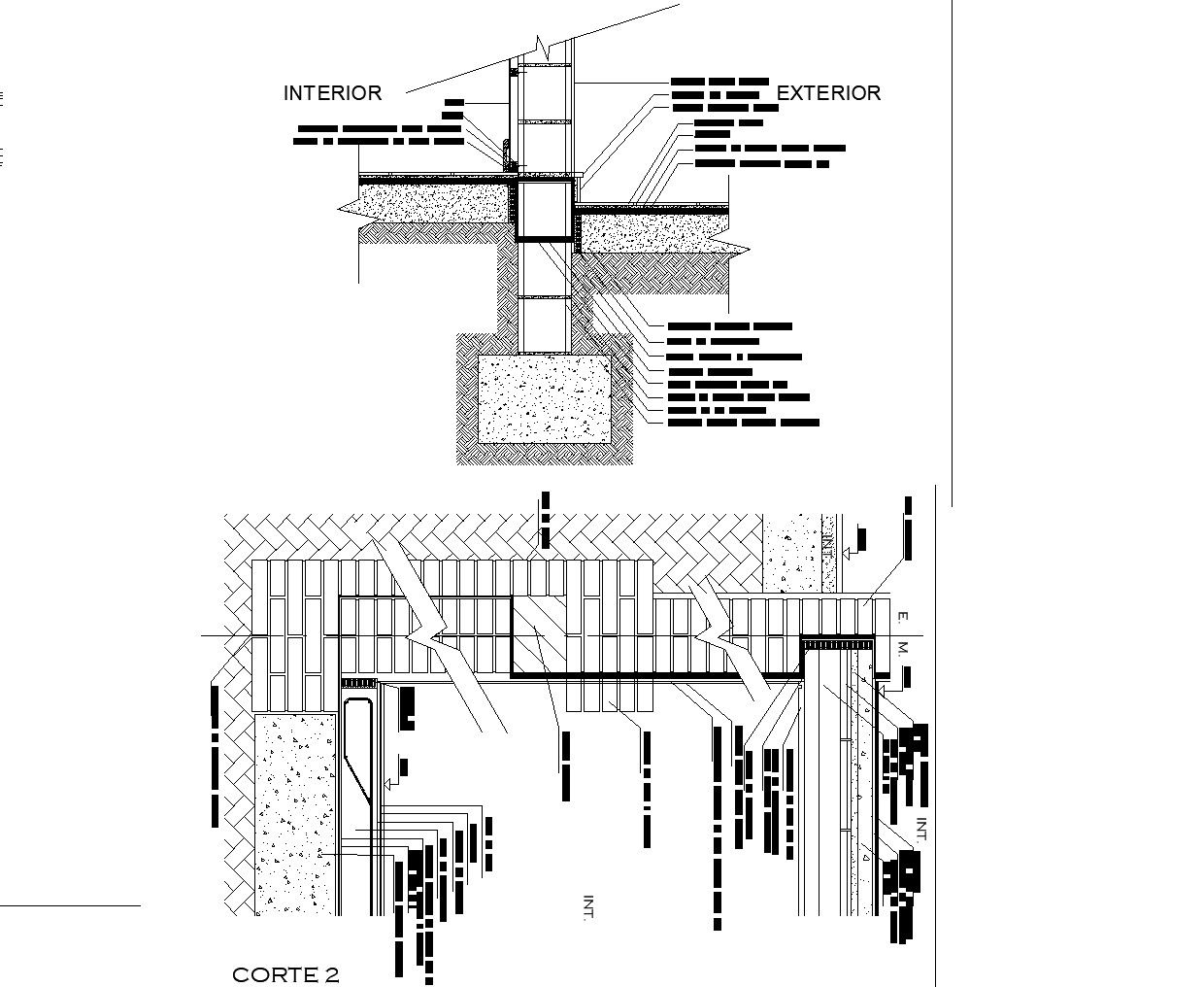 Connection slabs walls foundations autocad file