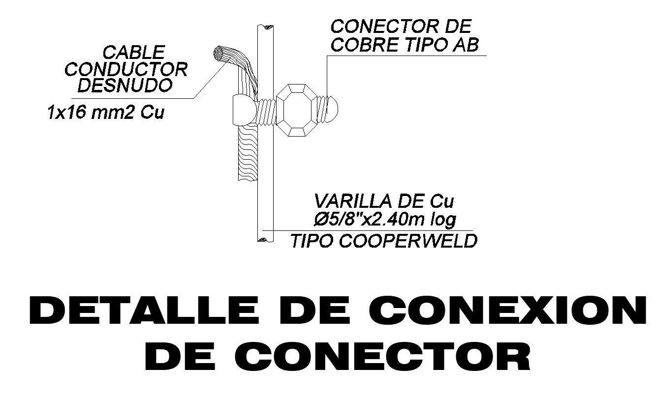 Connector connection detail in AutoCAD 2D drawing, CAD file, dwg file