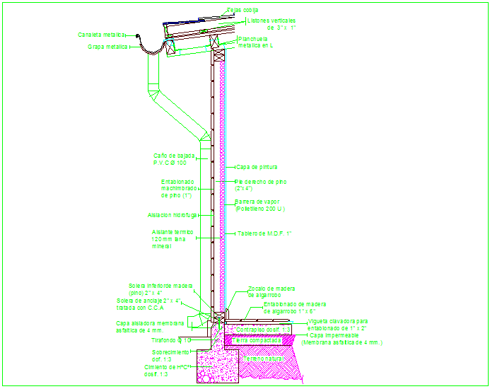 Construction Design with sectional view of down pipe dwg file