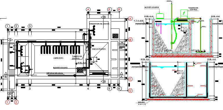 Construction Details of Waste Water Treatment Plant dwg file