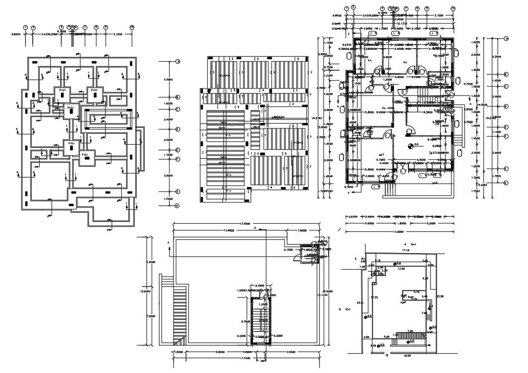 Construction House Column Footing Layout Plan CAD Drawing