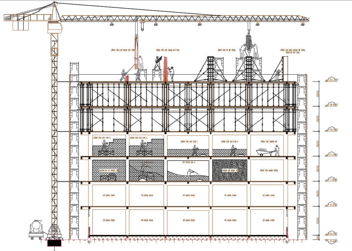Construction Site With Tower Crane DWG File