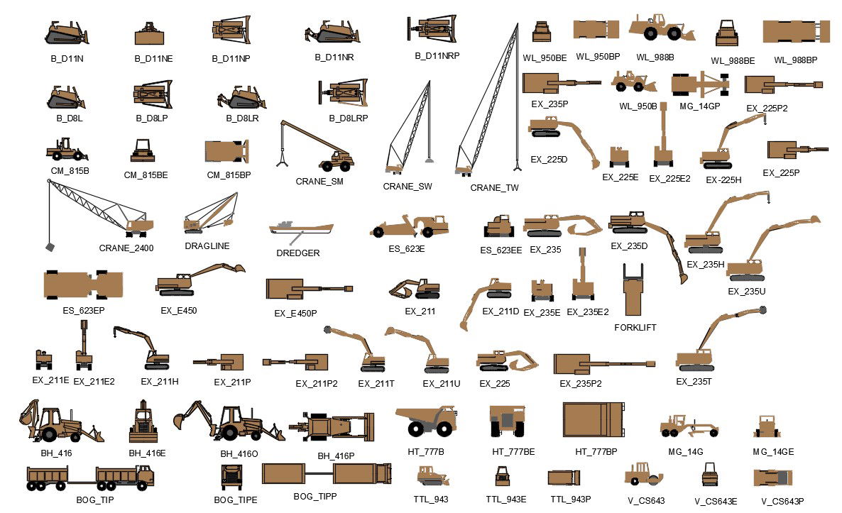 Construction Vehicles CAD Blocks