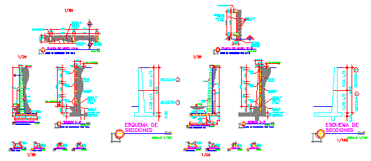 Construction abutment wall details drawing