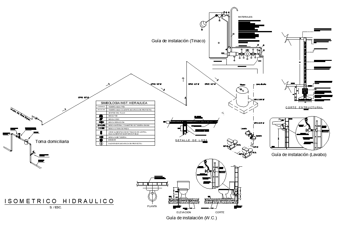 Construction building plan and section detail dwg file