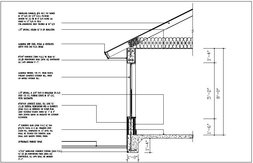 Construction detail of ceiling and dry wall view dwg file