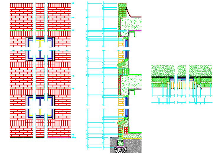 Construction Detail Alvenaira CAD Plan Showing Brick Wall Elevation