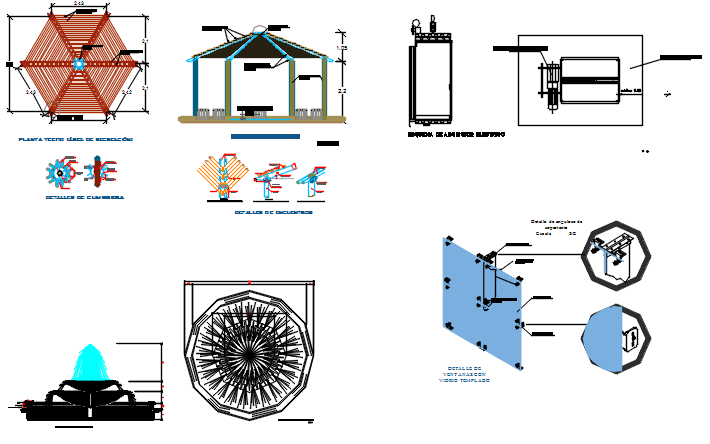 Construction detail elevation and section plan dwg file