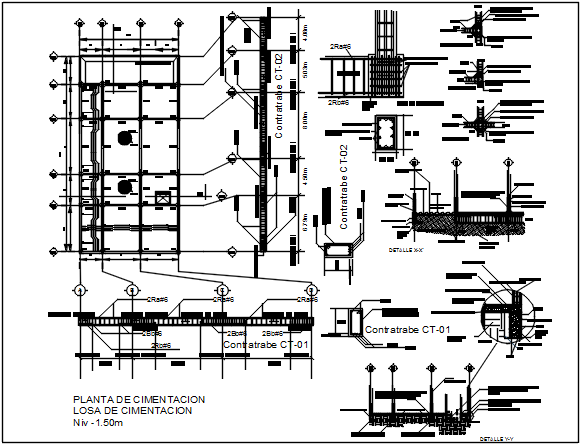 Construction detail elevation and section plan dwg file