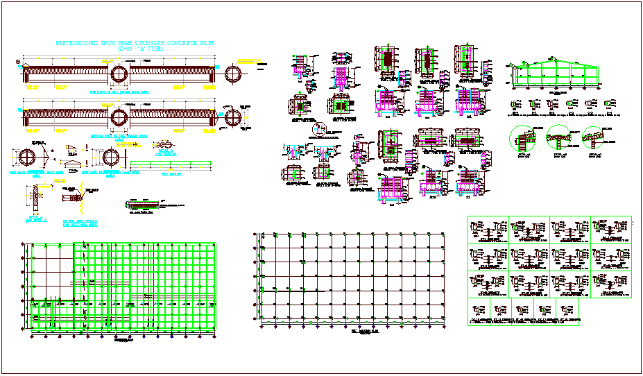 Construction detail of building with foundation detail dwg file