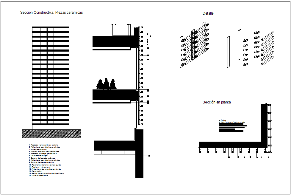 Construction detail of ceramic parts with construction view dwg file