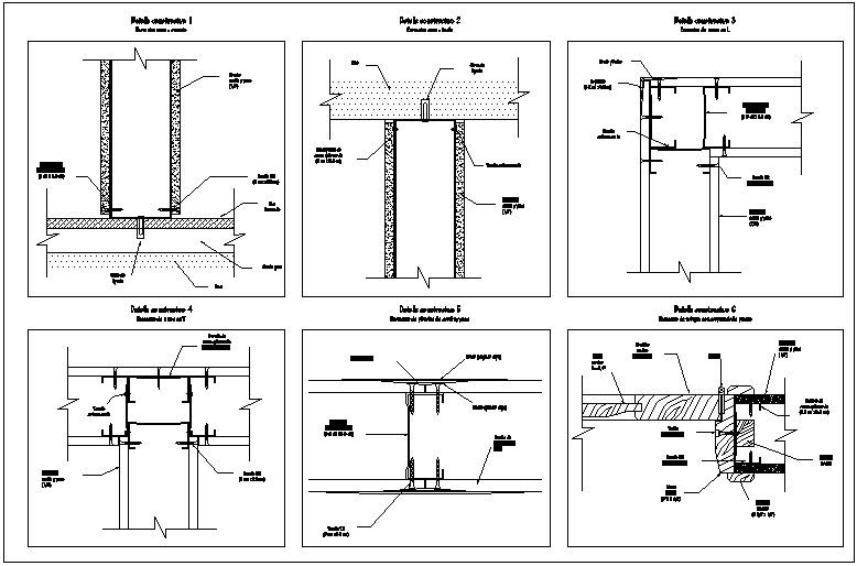 Construction detail of foundation of wall for office dwg file