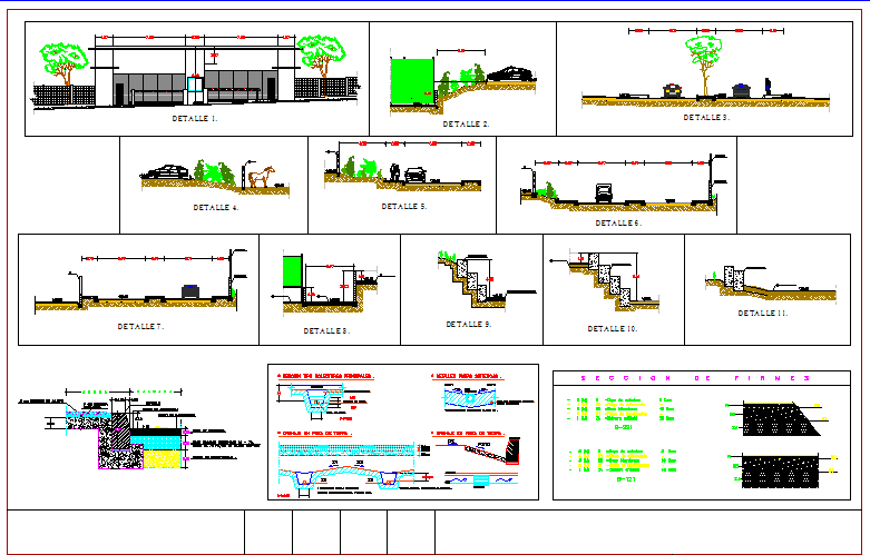 Construction detail of side walk DWG file