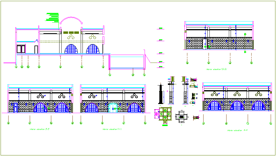 Construction detail view with door design dwg file