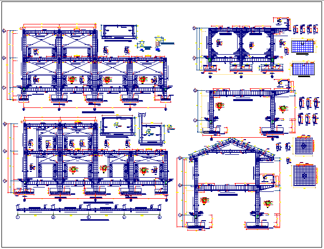 Construction detail view with plan and detail view of collage dwg file