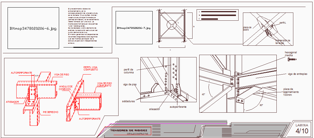 Construction details of tensors stiffness dwg file