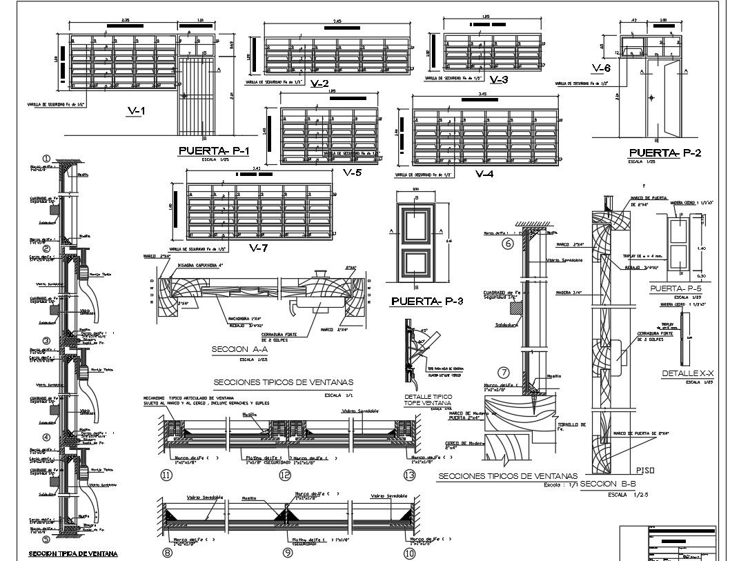 Construction details with column and beam of college dwg file