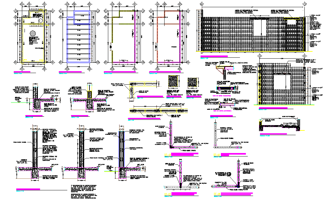 Construction project foam block system plan detail dwg file