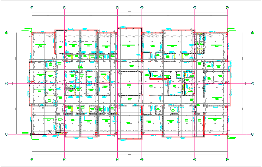 Construction view of wall for collage third floor plan dwg file