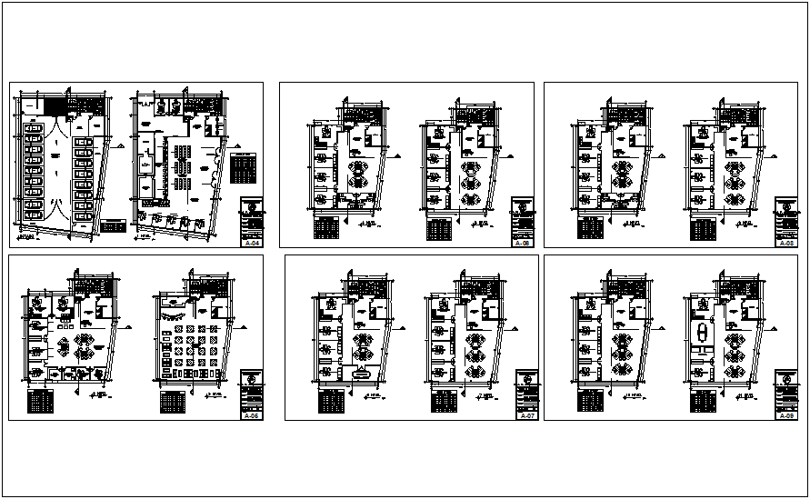 Construction view of Floor plan for corporate building dwg file