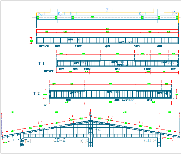Construction view of classroom wit foundation and section view dwg file