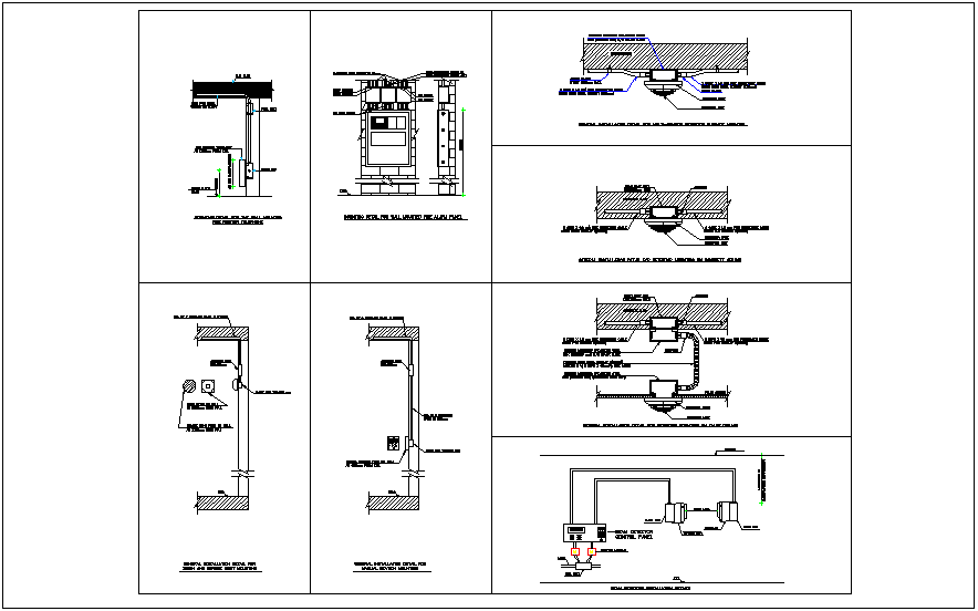 Construction view of different mounting system dwg file