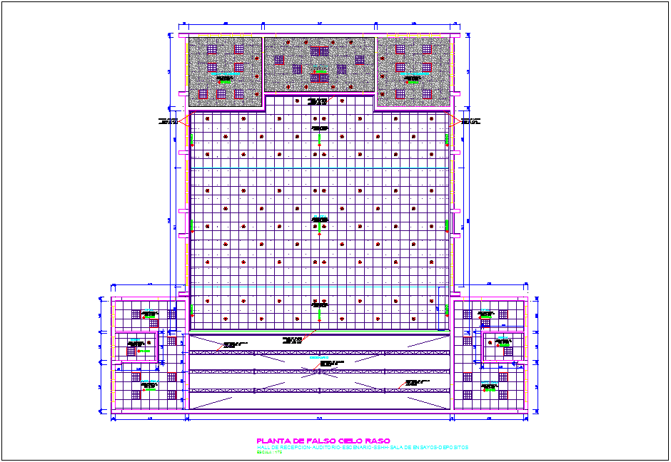 Construction view of floor plan of auditorium dwg file