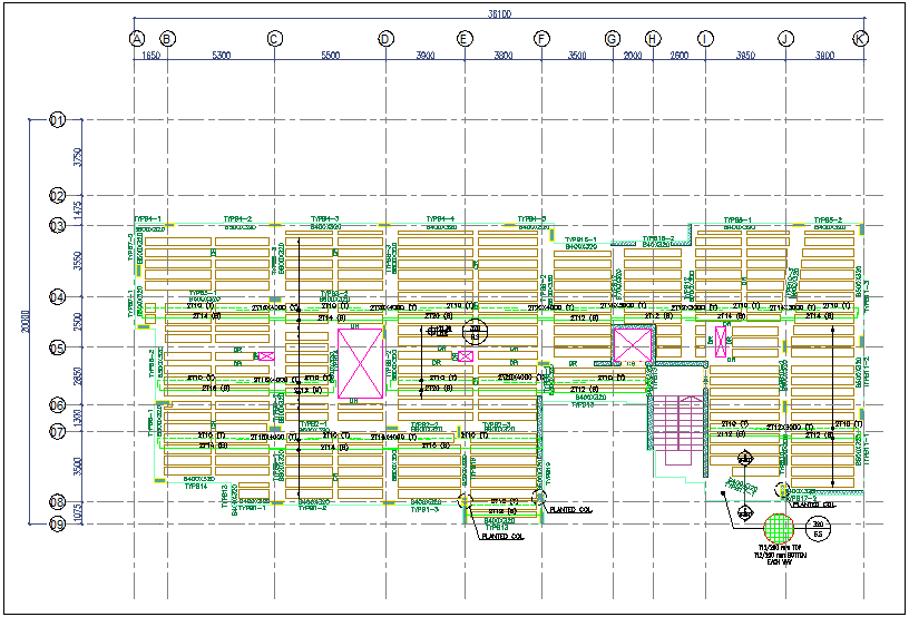 Construction view of floor plan with slab view dwg file