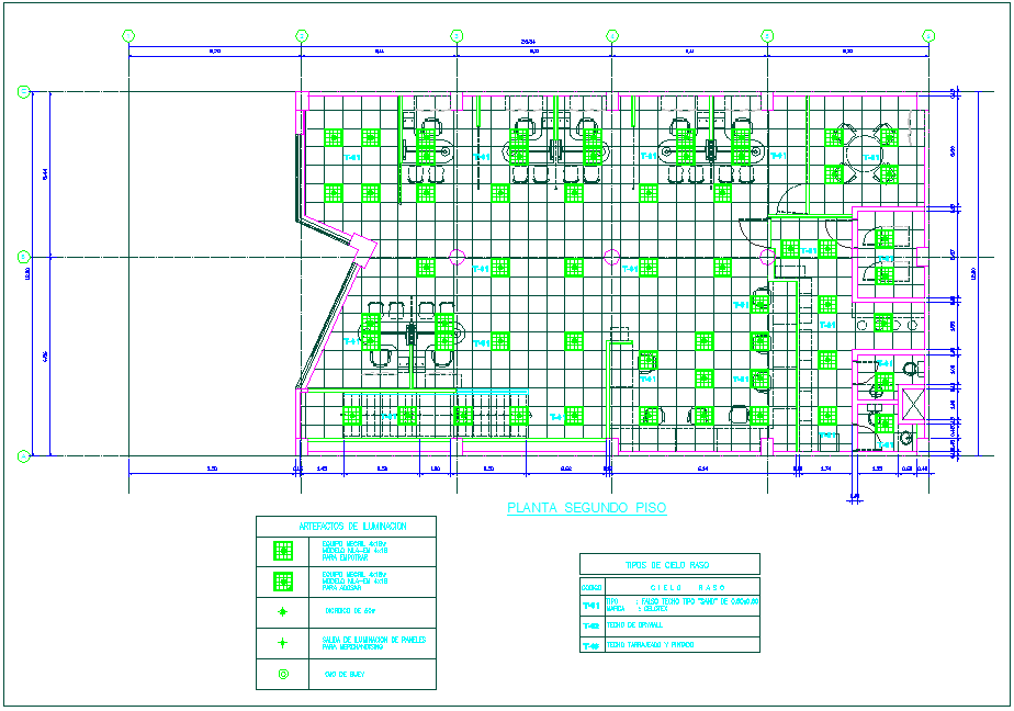 Construction view of second floor plan of banking agency dwg file