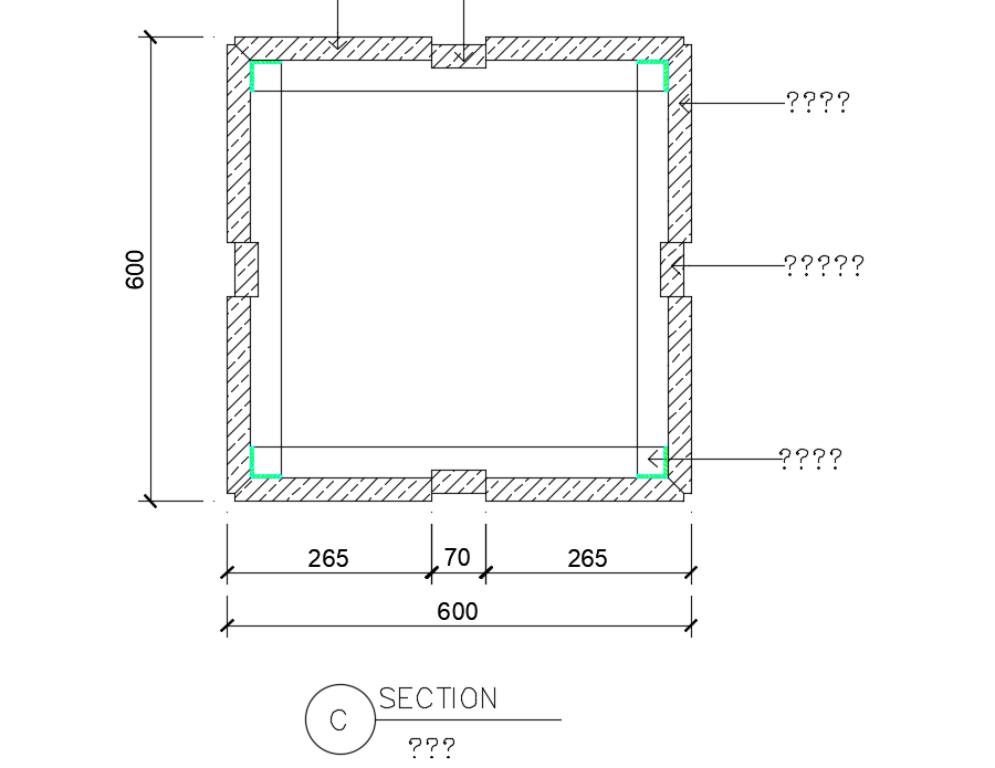 Construction view of stone section dwg file