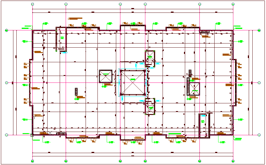 Construction view of wall in floor plan dwg file