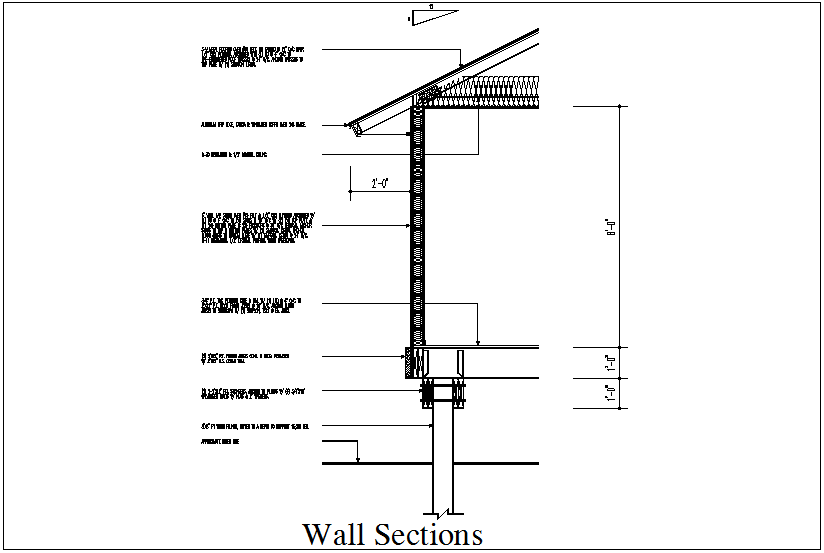 Construction view of wall section dwg file
