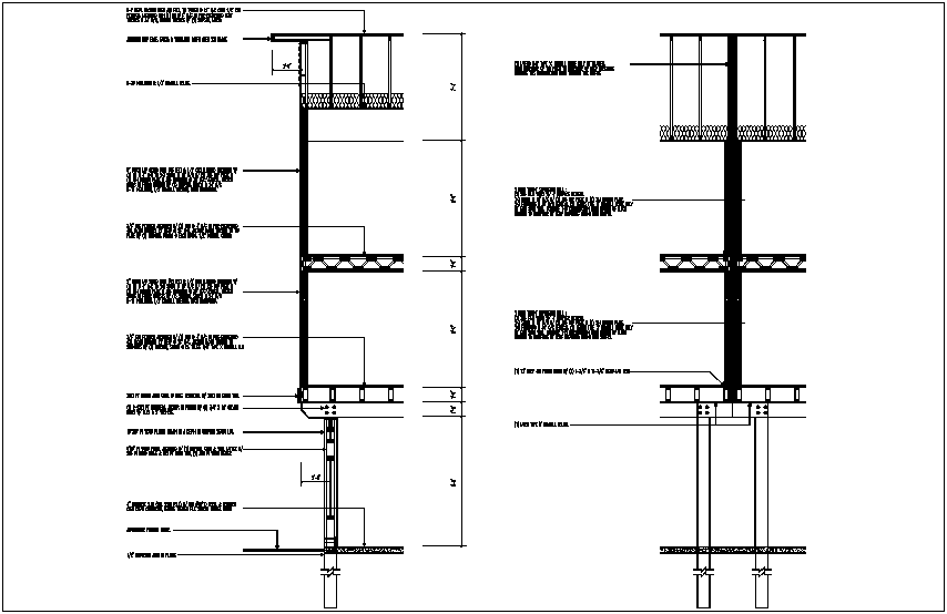 Construction view of wall section dwg file