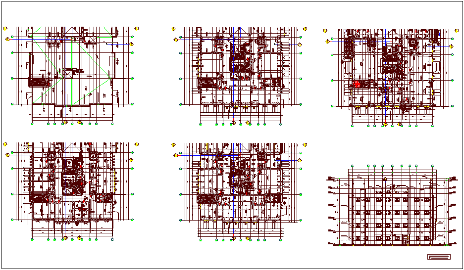 Construction view of wall with floor plan and elevation dwg file