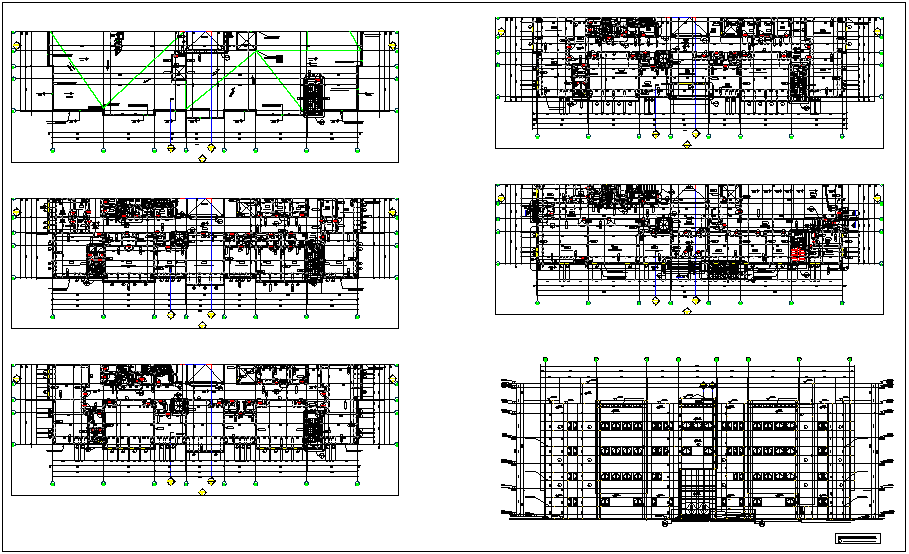 Construction view of wall with floor plan and elevation dwg file