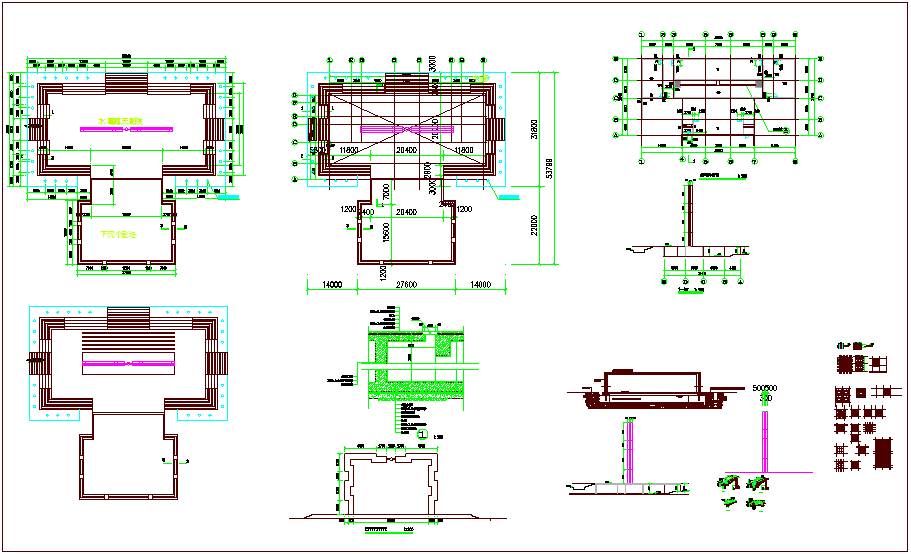 Construction view of water certain with plan and section view dwg file