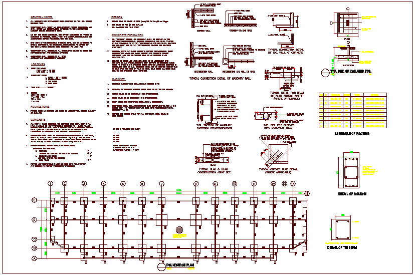 Construction view with foundation view of commercial building dwg file