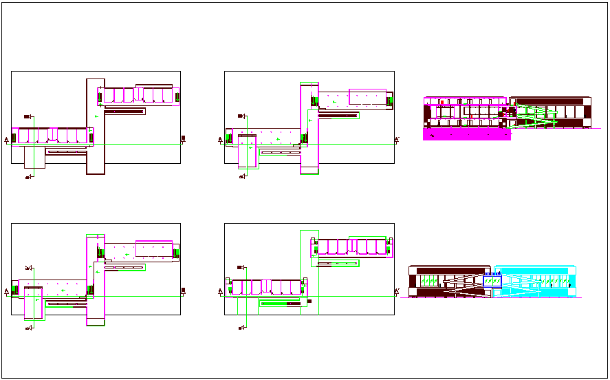 Construction wall view, foundation view of secondary school dwg file