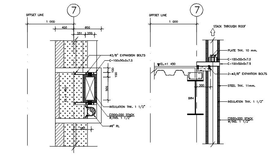 Construction Wall Section AutoCAD Drawing Download DWG File